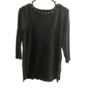 Gray sweater with silver holes design